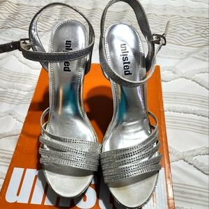 Unlisted Silver Rhinestone Heels for Formal Occasions